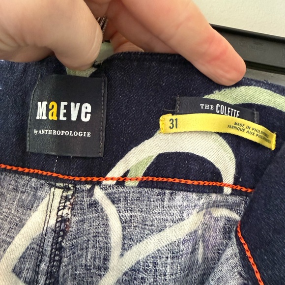 Anthropologie Maeve The Collette Navy Floral Wide-Leg Linen Pants - Picture 3 of 5